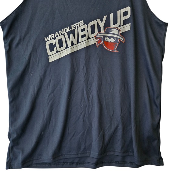 Badger Sport Wranglers Cowboy Up Navy Blue Racerback Tank Top Ladies Large - Picture 2 of 9